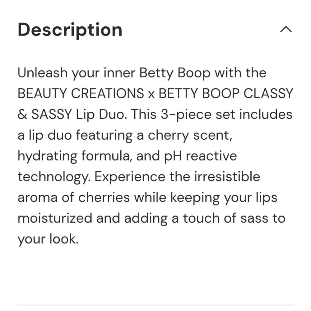 Beauty Creations Betty Boop Classy & Sassy‎ Lip Duo